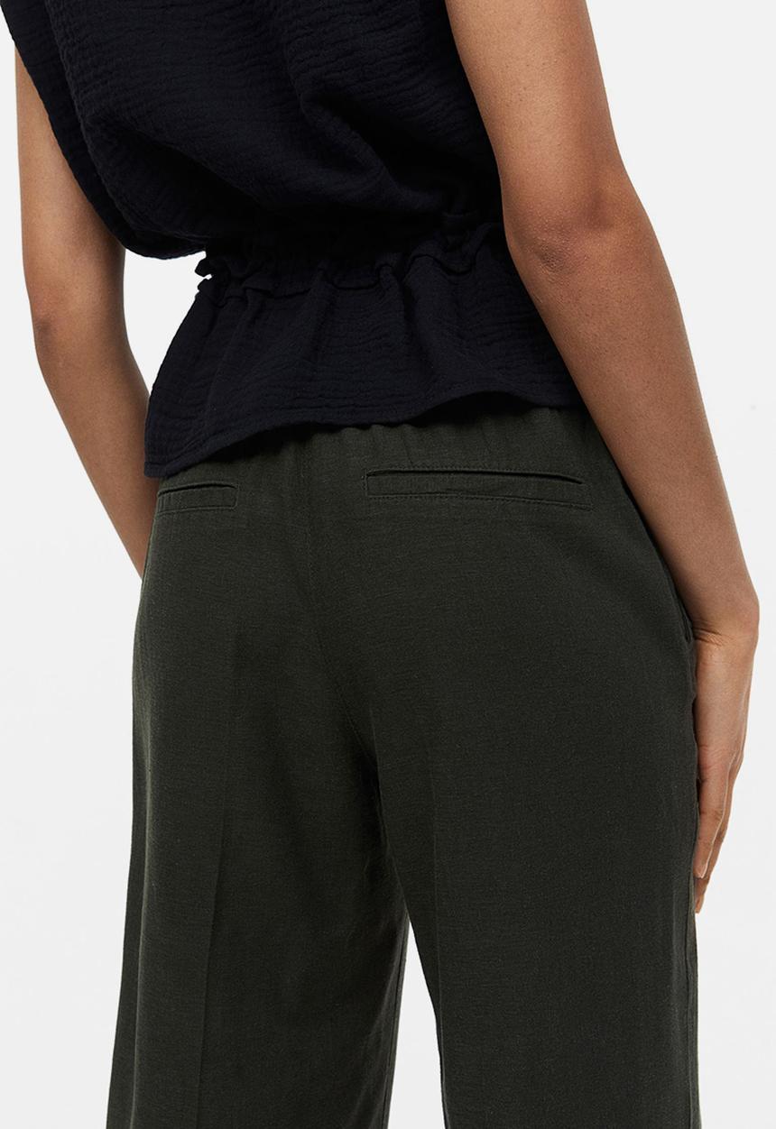 H&M - Linen-blend twill trousers - dark green