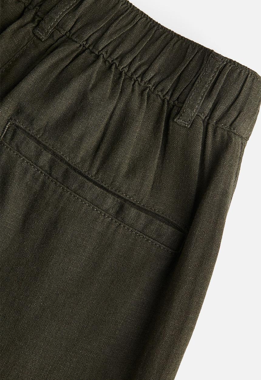 H&M - Linen-blend twill trousers - dark green