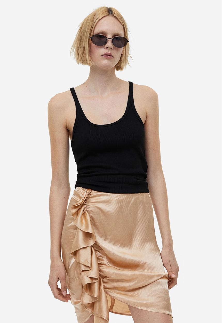 H&M - Draped flounce-detail skirt - beige