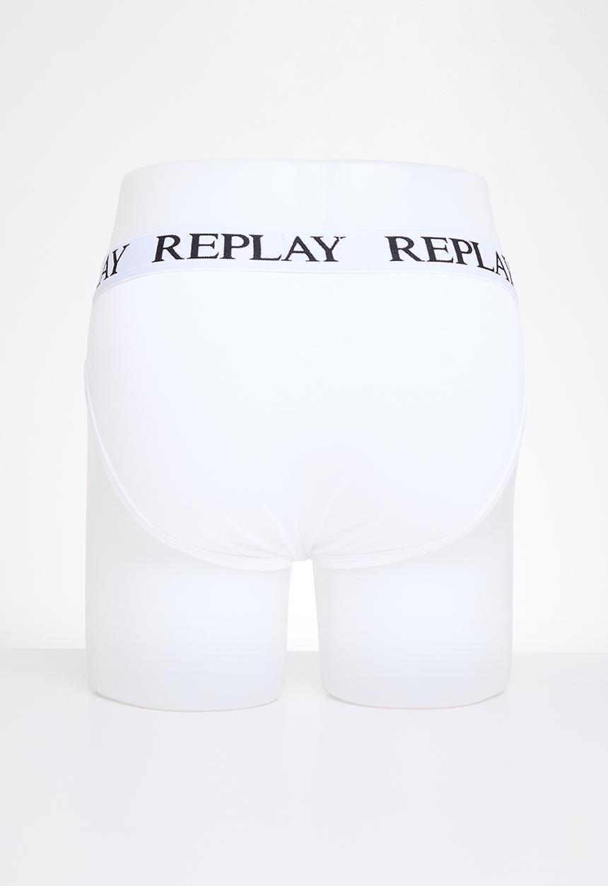 Replay - Replay slip basic cuff logo 2 pack box - white