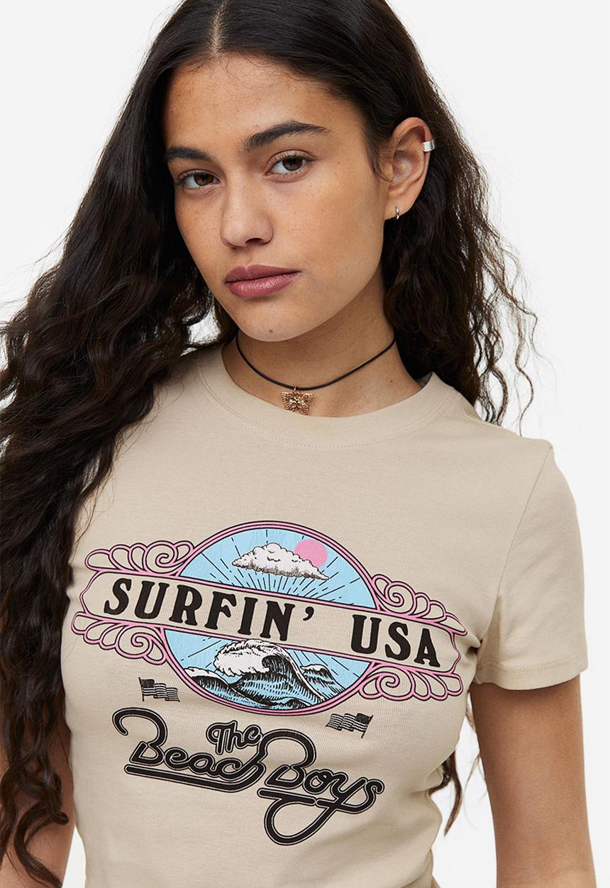 H&M - Printed t-shirt - light beige the beach boys