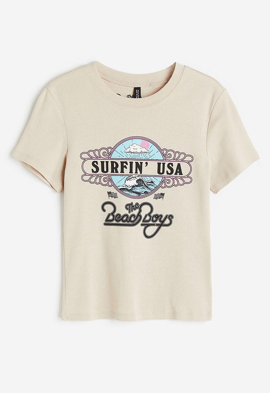 H&M - Printed t-shirt - light beige the beach boys