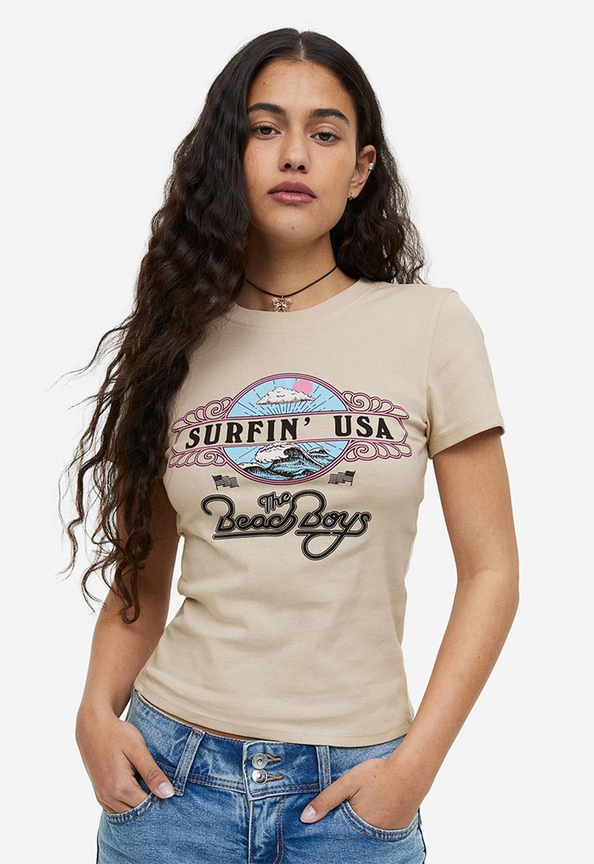 H&M - Printed t-shirt - light beige the beach boys