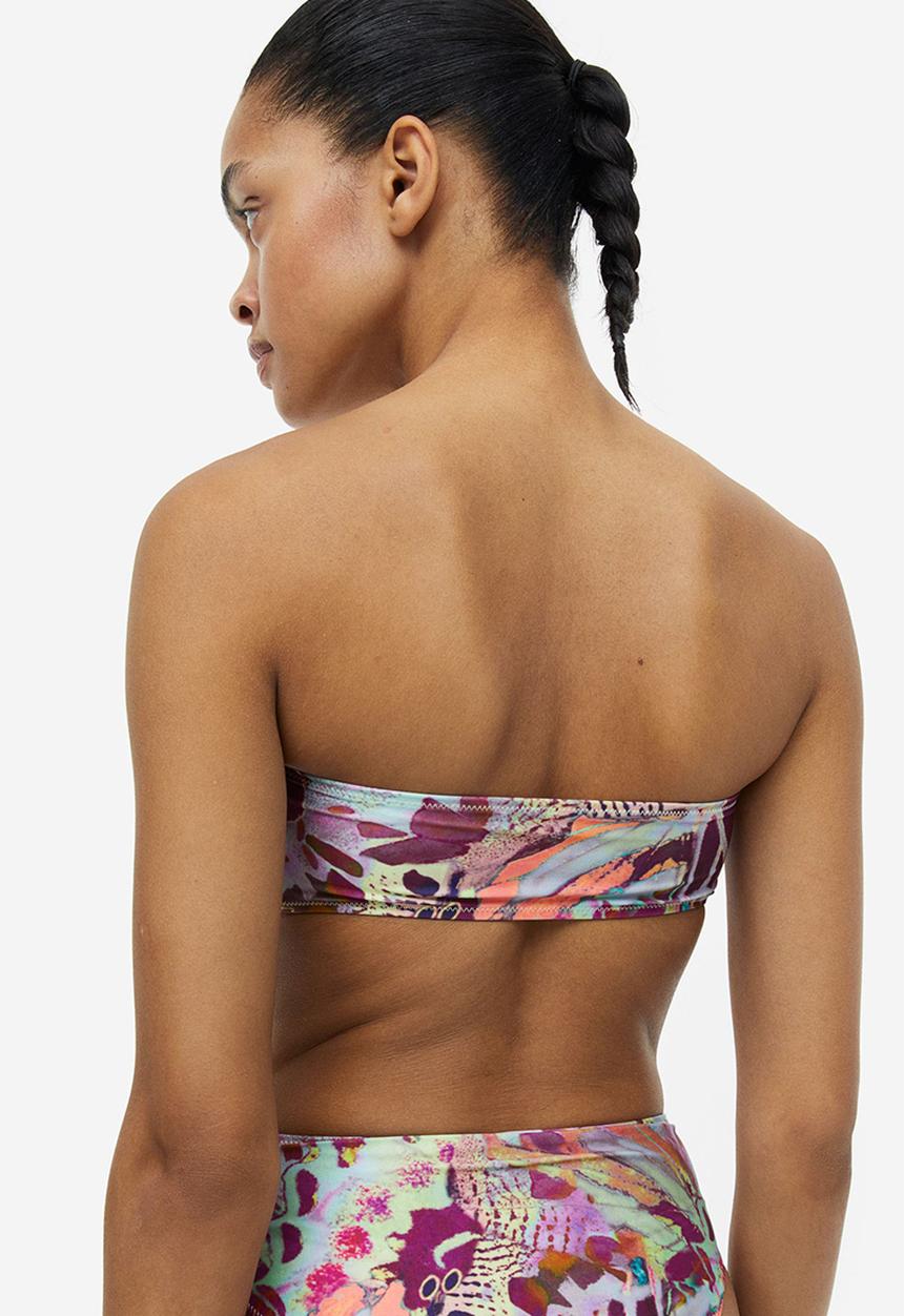 H&M - Padded bandeau bikini top - purple patterned
