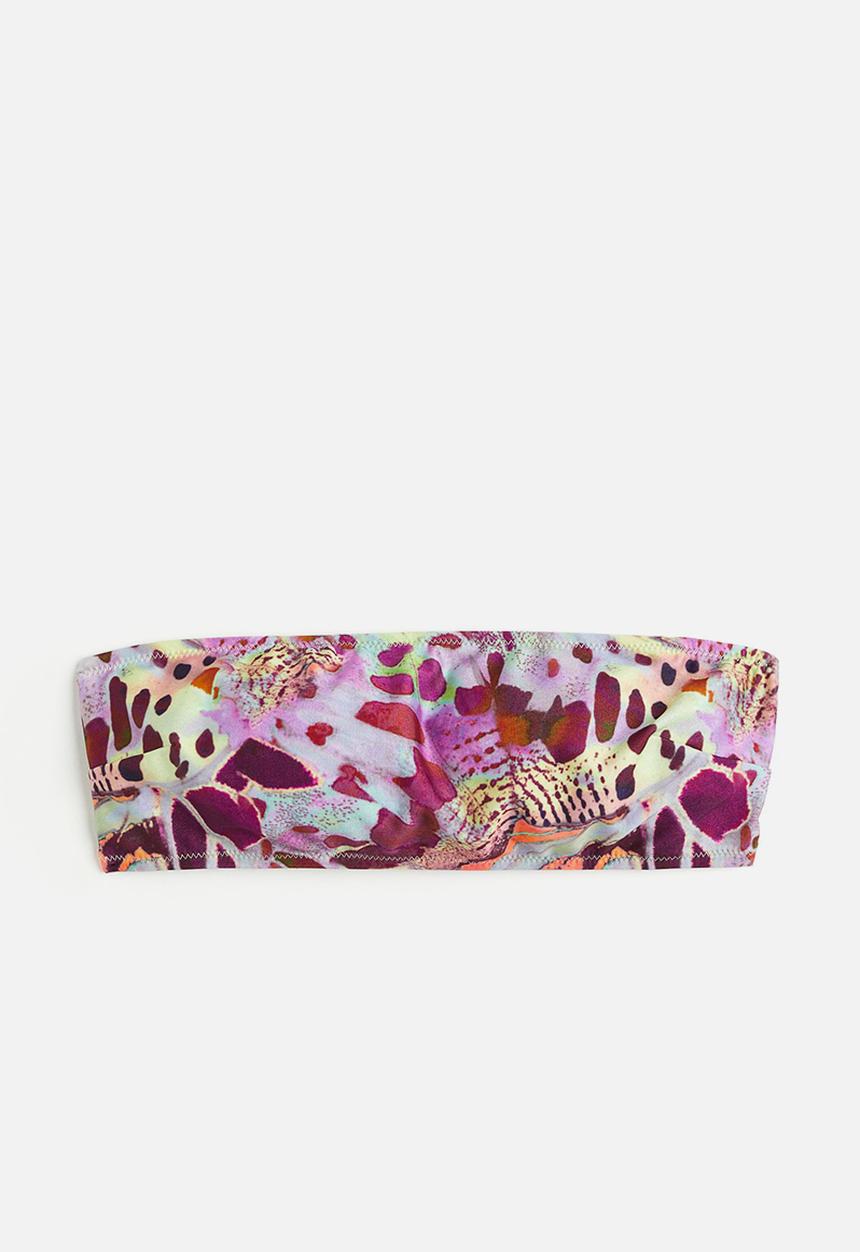 H&M - Padded bandeau bikini top - purple patterned