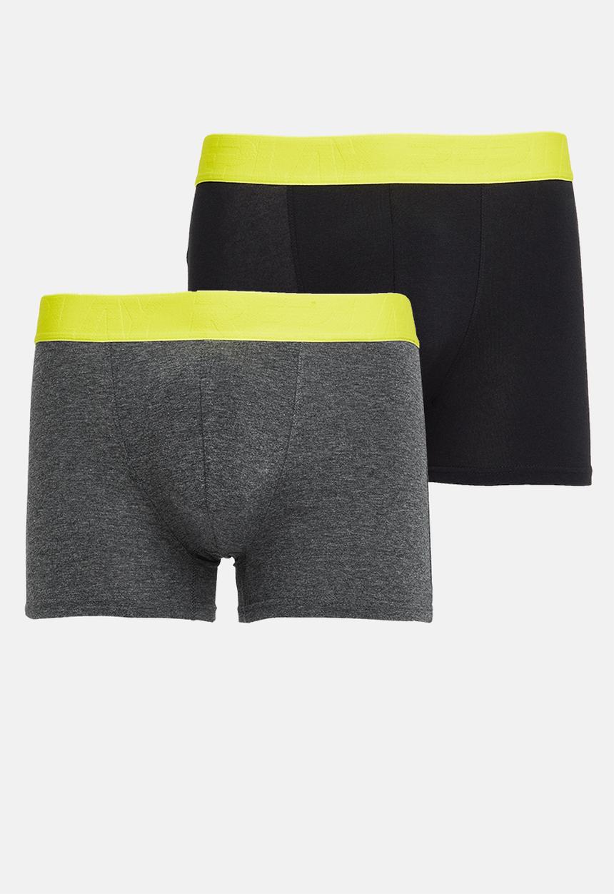 Replay - Replay boxer style cuff logo neon script 2 pack - dark grey & black