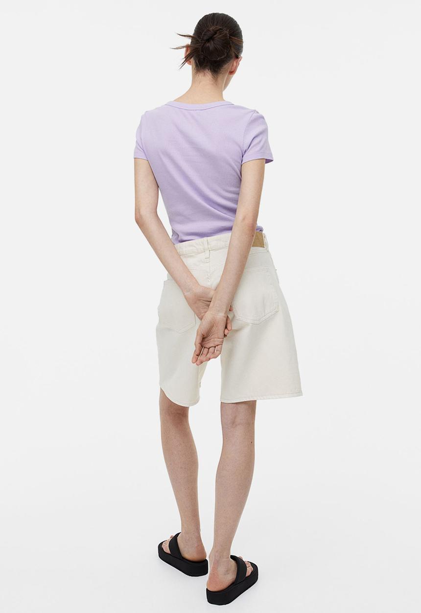 H&M - Ribbed modal-blend t-shirt - lilac 