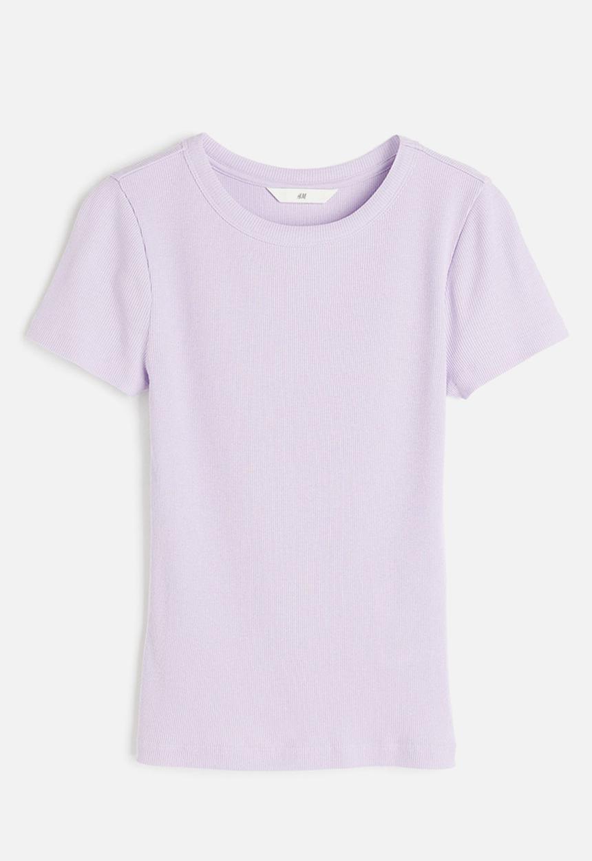 H&M - Ribbed modal-blend t-shirt - lilac 
