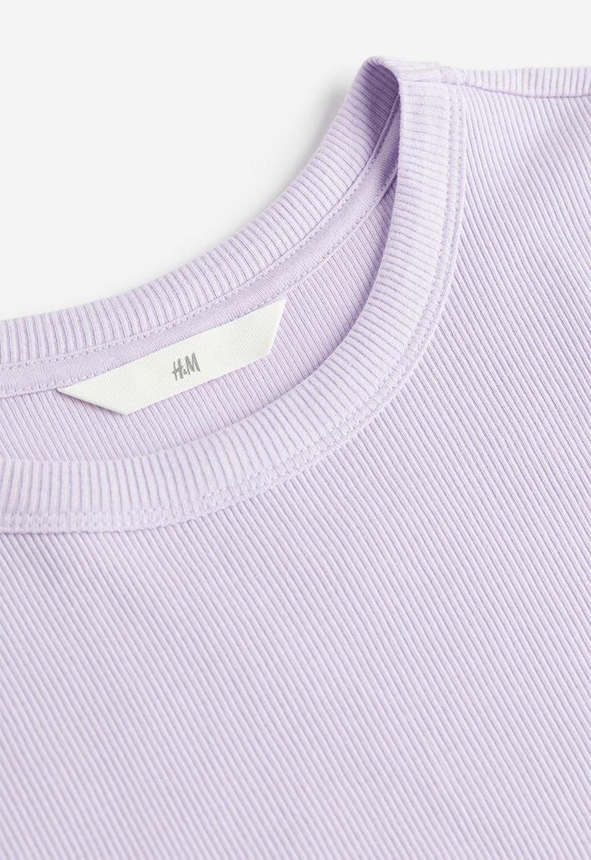H&M - Ribbed modal-blend t-shirt - lilac 