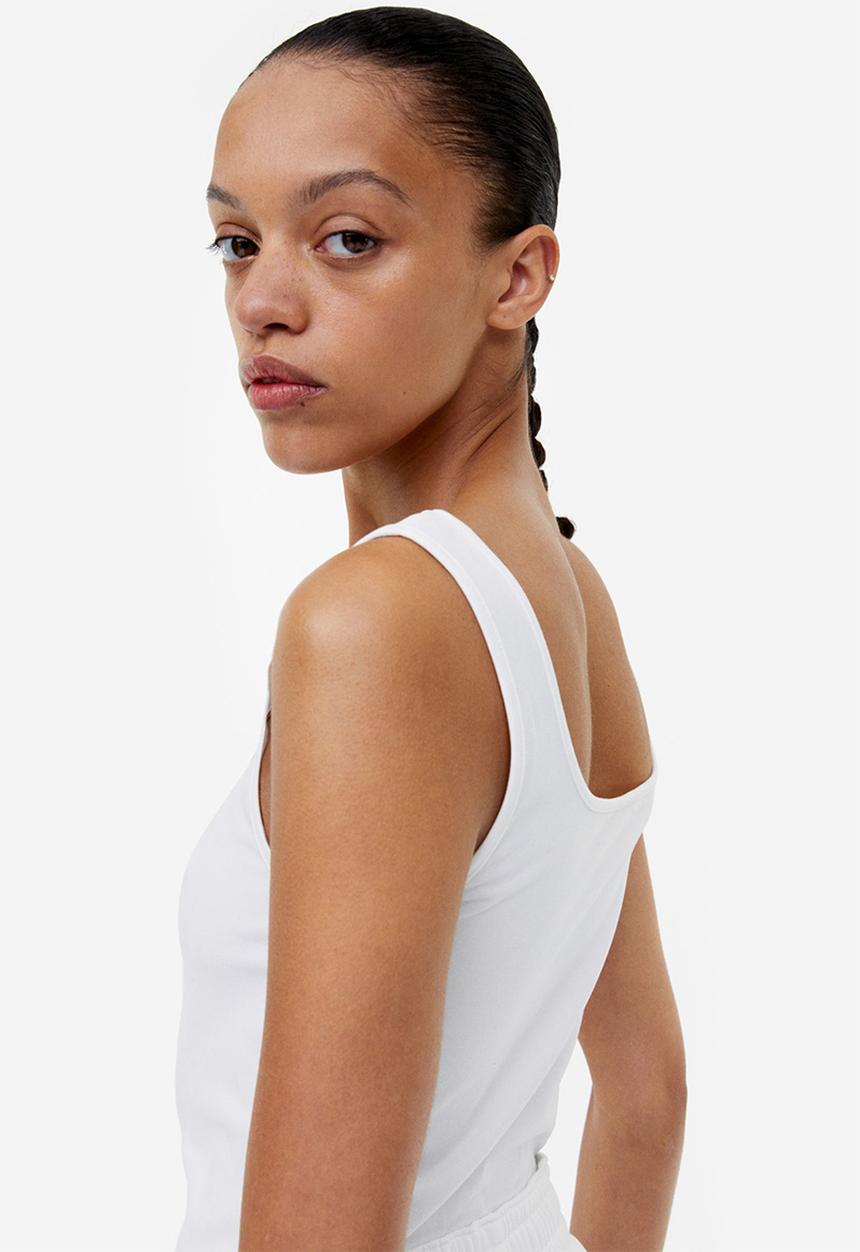 H&M - Square-neck thong body - white