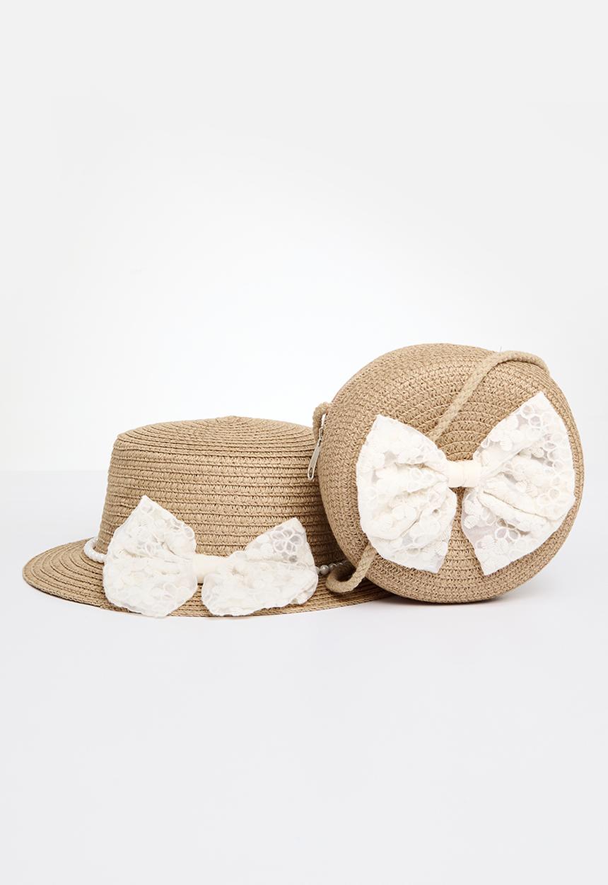 Pop Candy - Straw hat and bag set - khaki