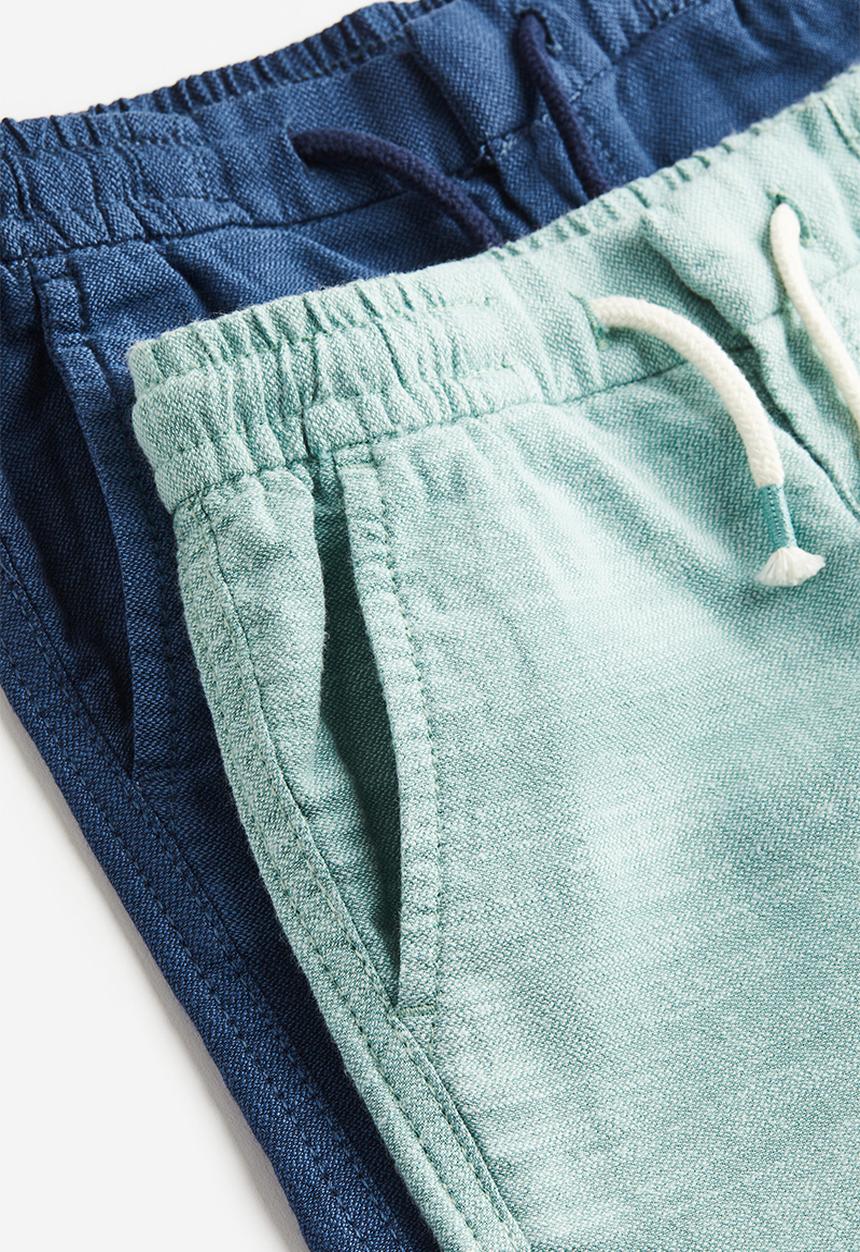 H&M - 2-pack chino shorts - turquoise & navy blue 