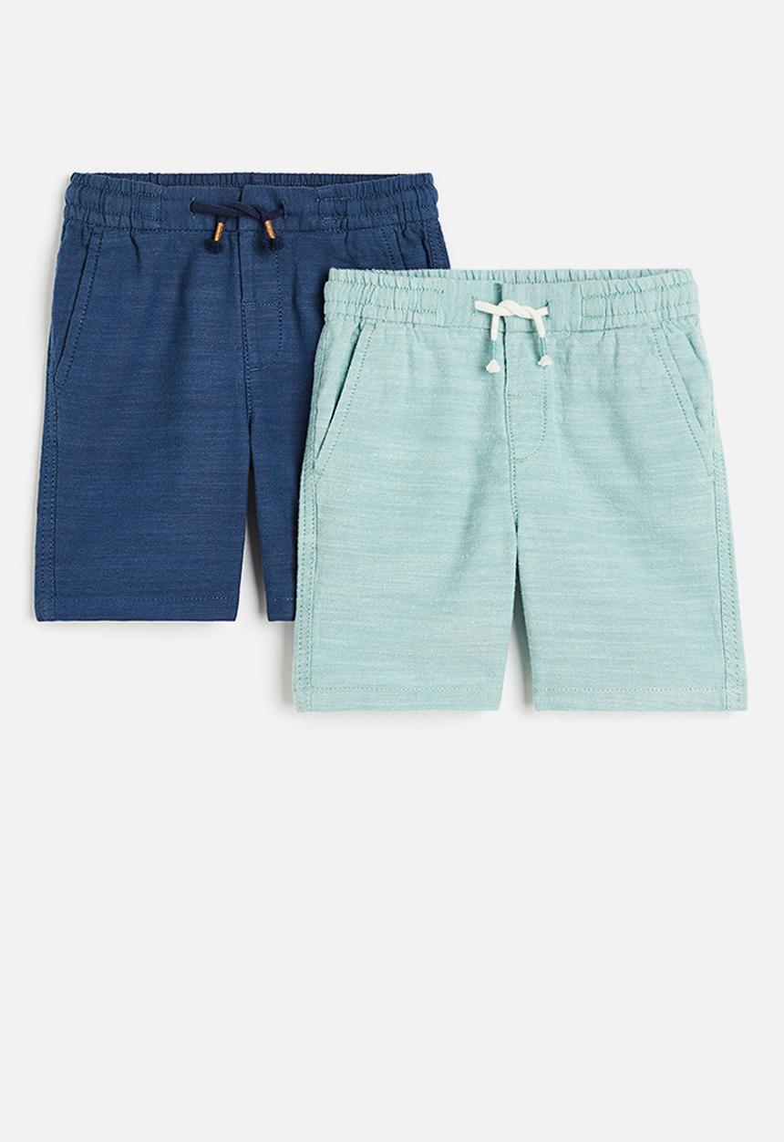 H&M - 2-pack chino shorts - turquoise & navy blue 