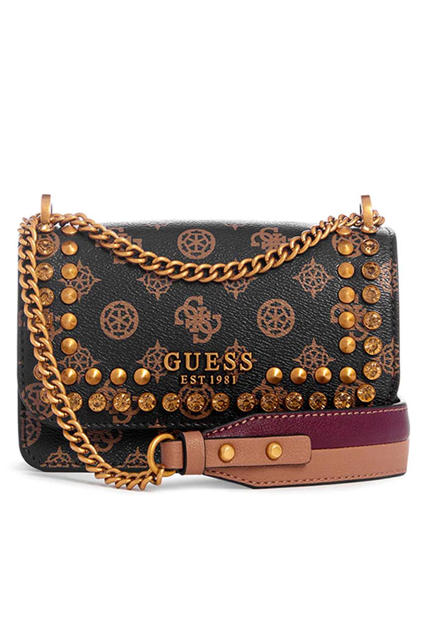 GUESS - Fynna mini convrtbl crsbdy flp - mocha logo/merlot