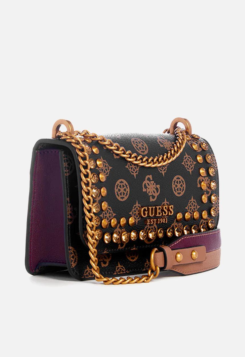 GUESS - Fynna mini convrtbl crsbdy flp - mocha logo/merlot