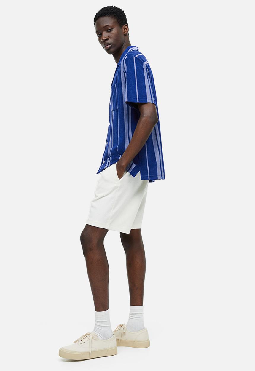 H&M - Regular fit terry resort shirt - blue striped
