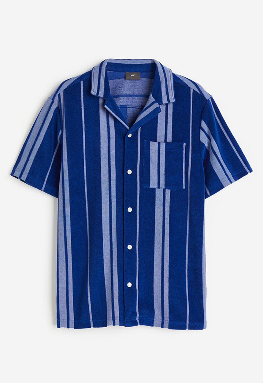 H&M - Regular fit terry resort shirt - blue striped