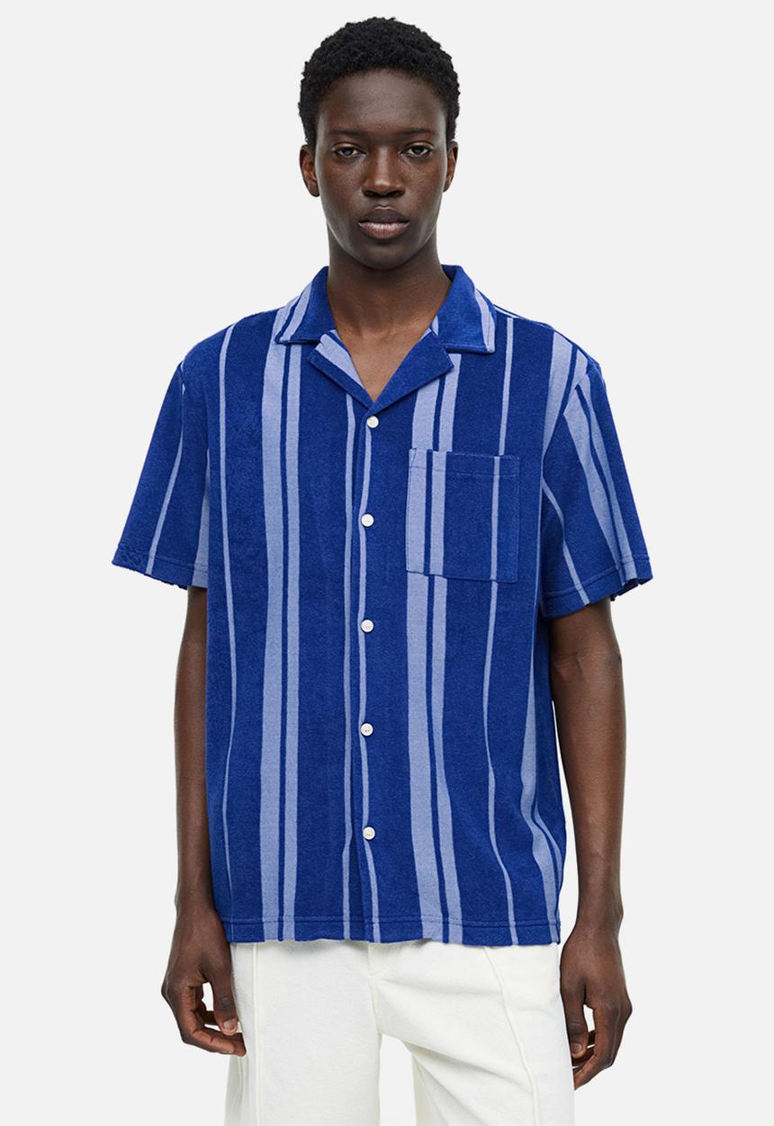 H&M - Regular fit terry resort shirt - blue striped