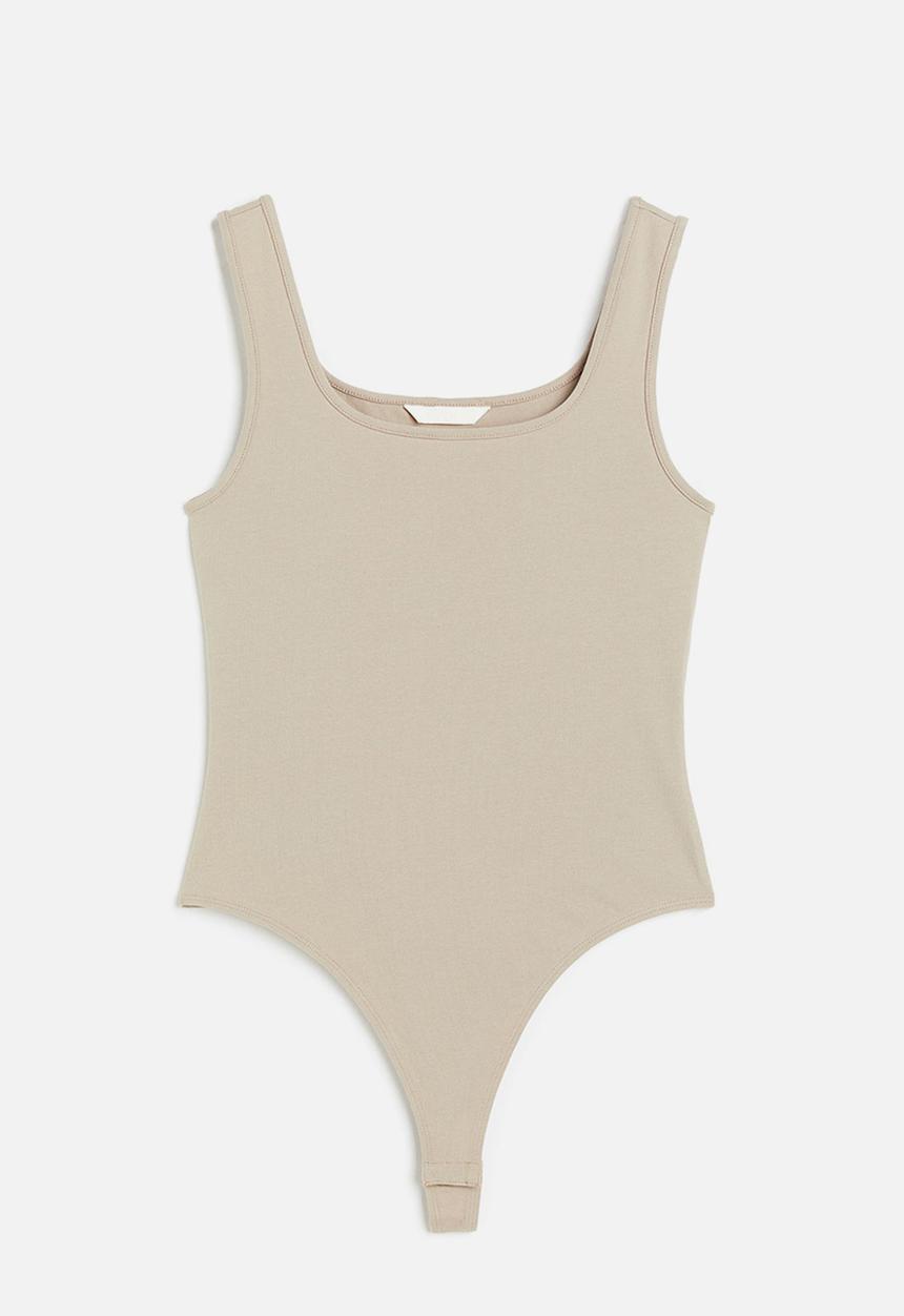 H&M - Square-neck thong body - beige