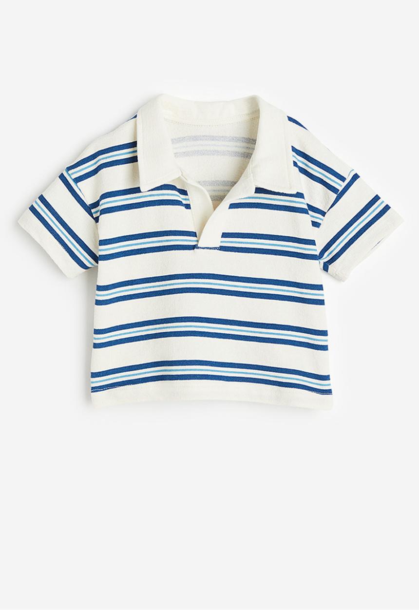 H&M - Cotton jersey polo shirt - blue & white 