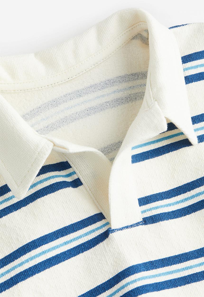 H&M - Cotton jersey polo shirt - blue & white 