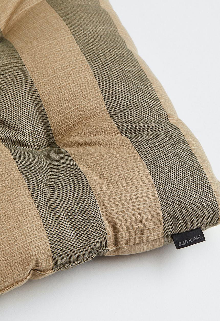 H&M - Striped cotton seat cushion -  dark beige & black