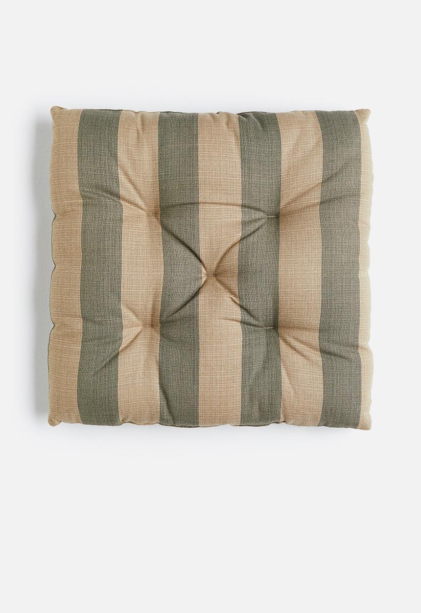 H&M - Striped cotton seat cushion -  dark beige & black