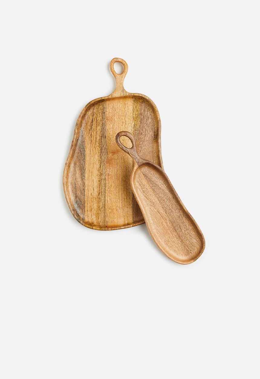 H&M - Mango wood serving tray - beige