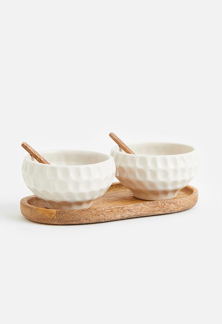 H&M - Stoneware salt and pepper bowls - white