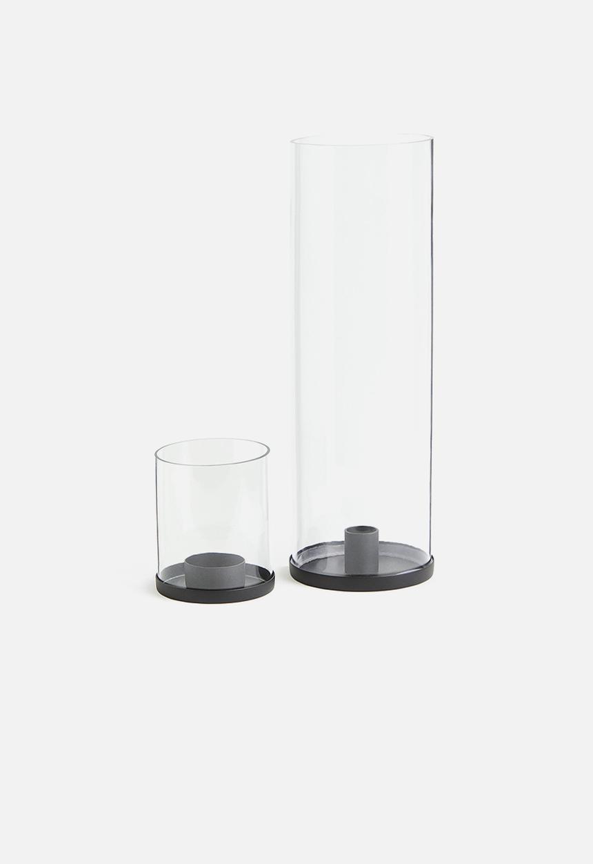 H&M - Metal and glass tealight holder - black