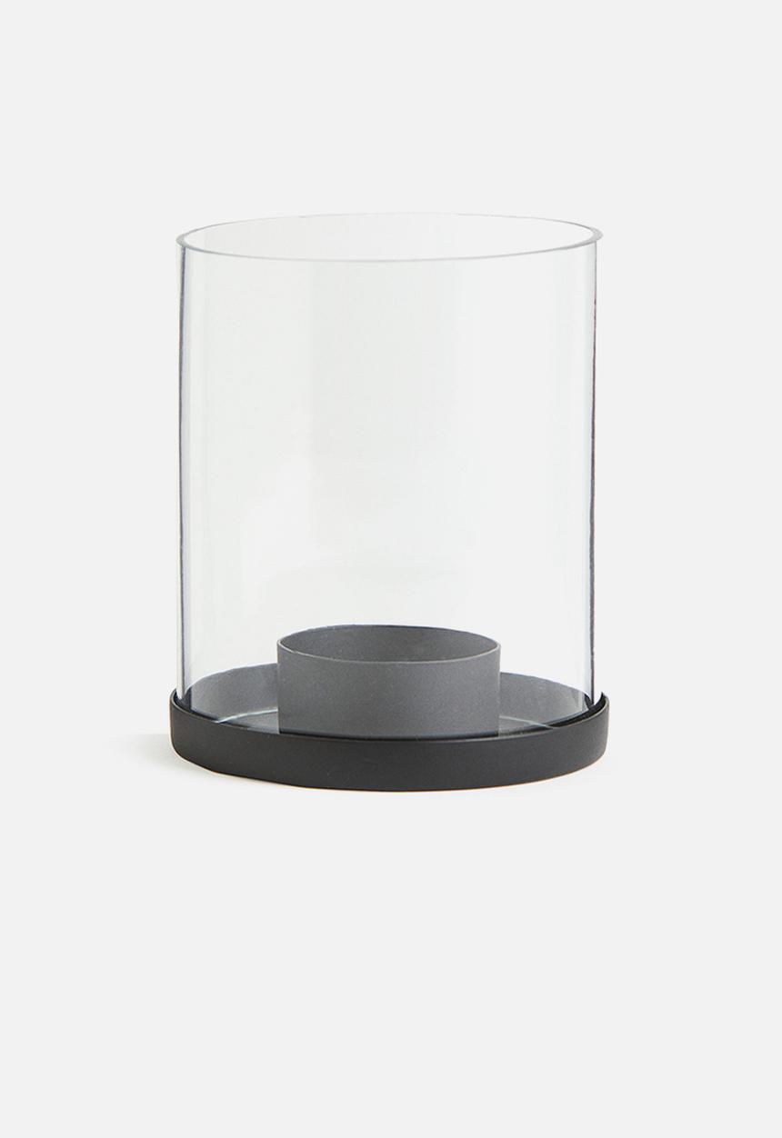 H&M - Metal and glass tealight holder - black