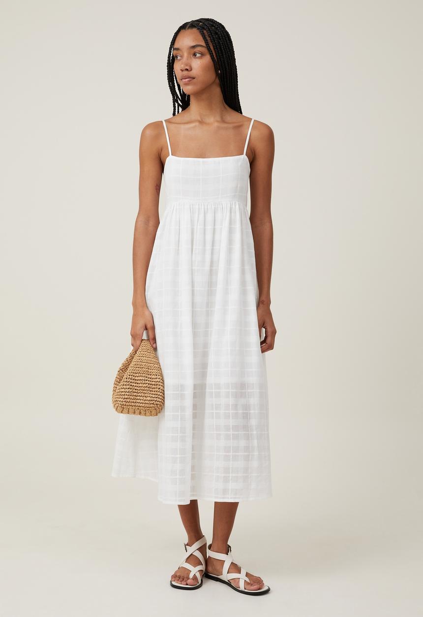 Cotton On - Tilly textured midi dress - white