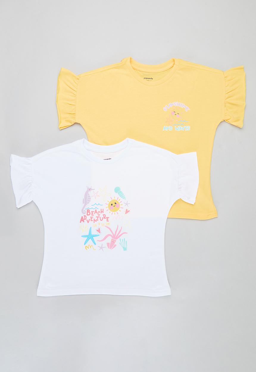 Pop Candy - 2 Pack printed tee - daisy & white flower