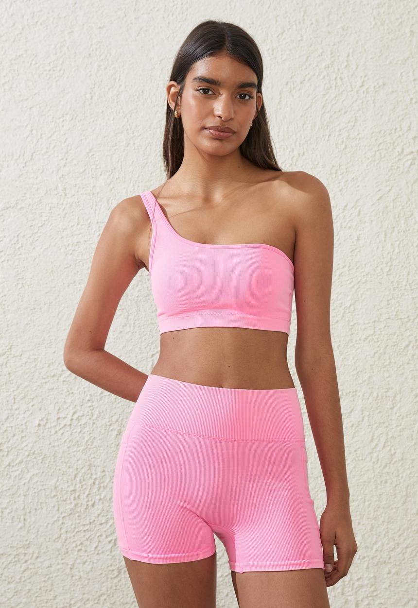 Cotton On - Seamless Pocket Shortie Short - Washed Neon Taffy