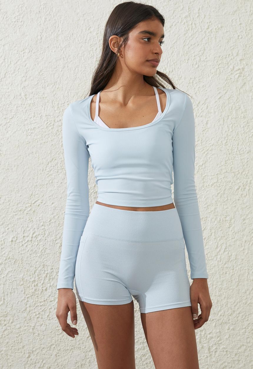 Cotton On - Seamless Pocket Shortie Short - Silky Blue