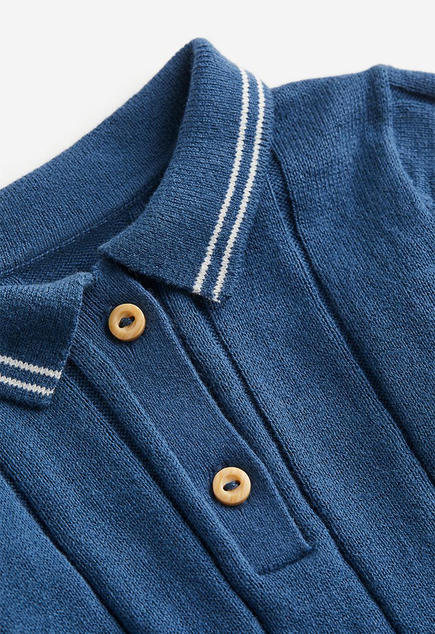 H&M - Knitted polo shirt - dark blue