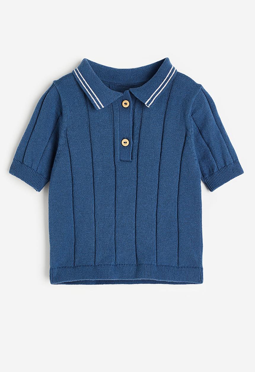 H&M - Knitted polo shirt - dark blue