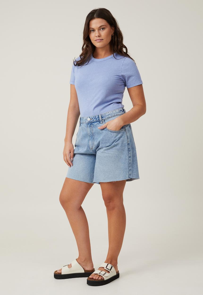 Cotton On - Plus The 91 Classic Organic Tee - Washed Frosted Blue