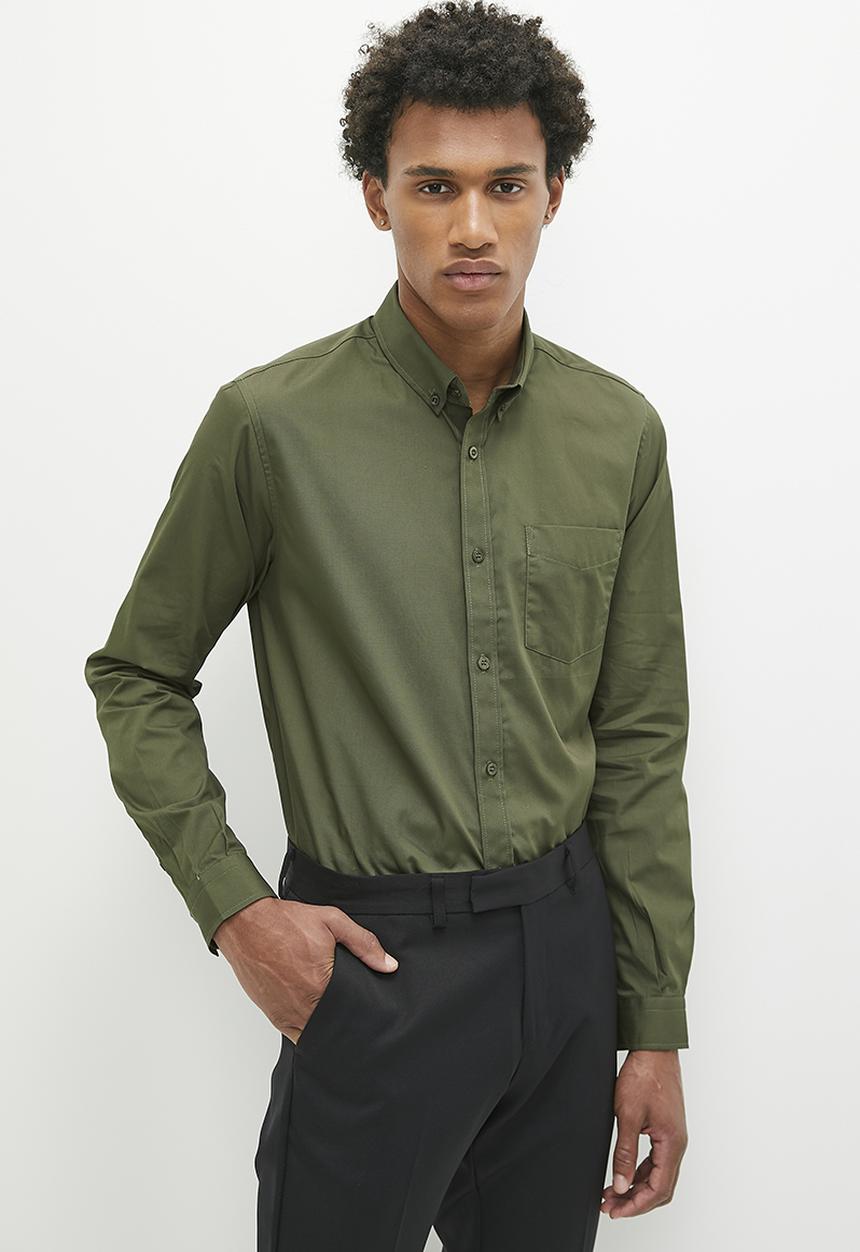 Superbalist - Barber regular fit oxford shirt - olive