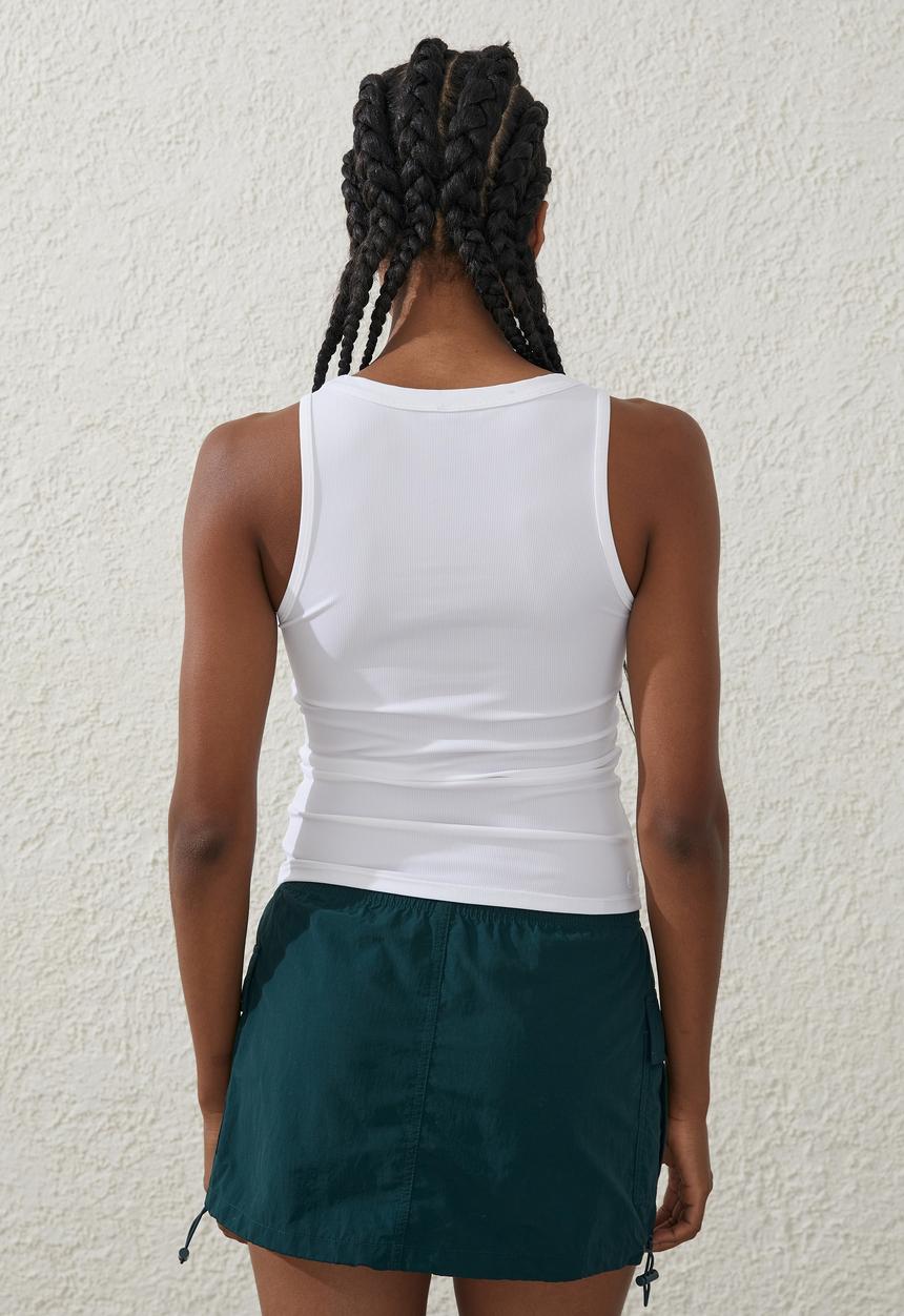 Cotton On - Active Rib Scoop Tank - White