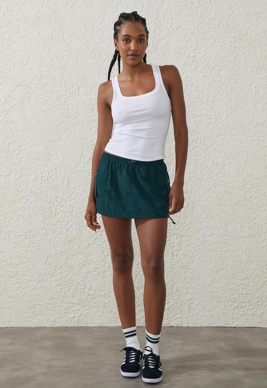Cotton On - Active Rib Scoop Tank - White