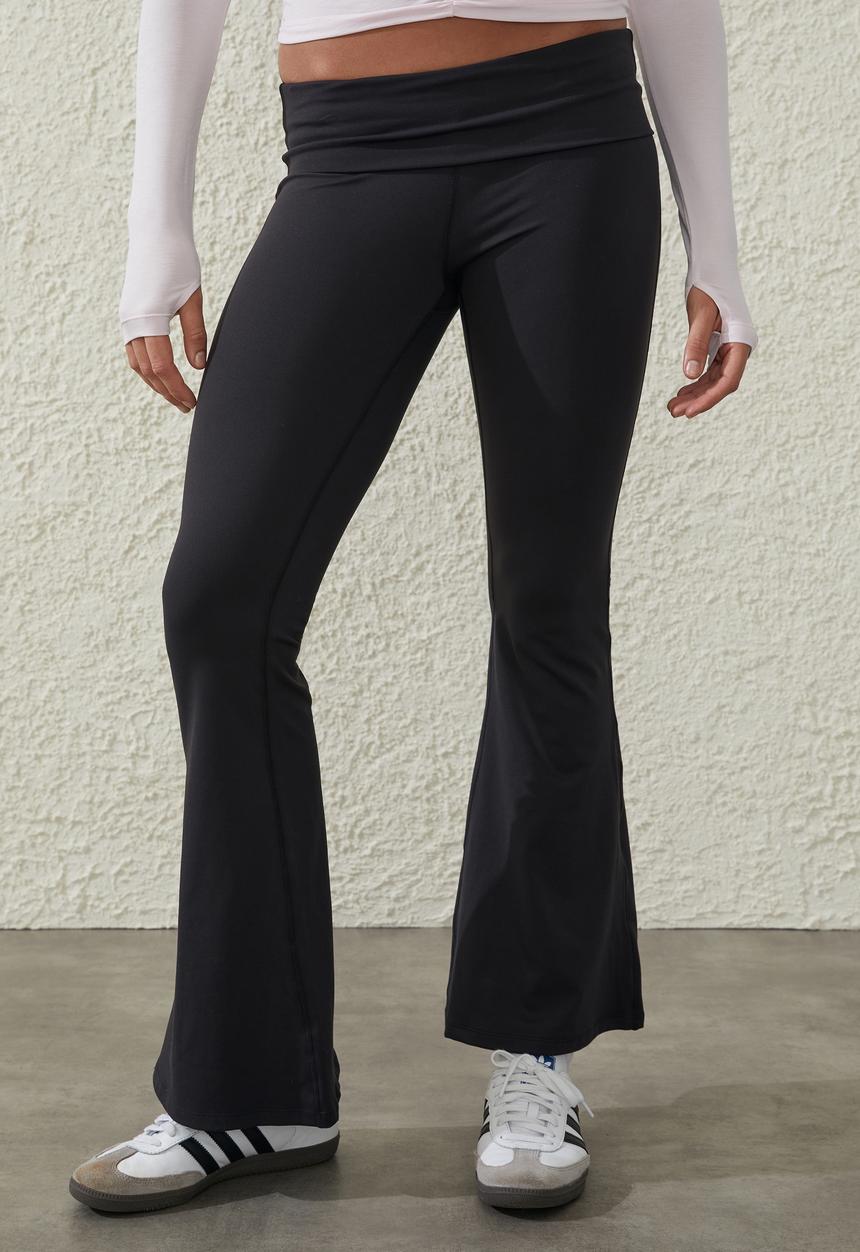 Cotton On - Ultra Soft Fold Over Flare Tight - Black