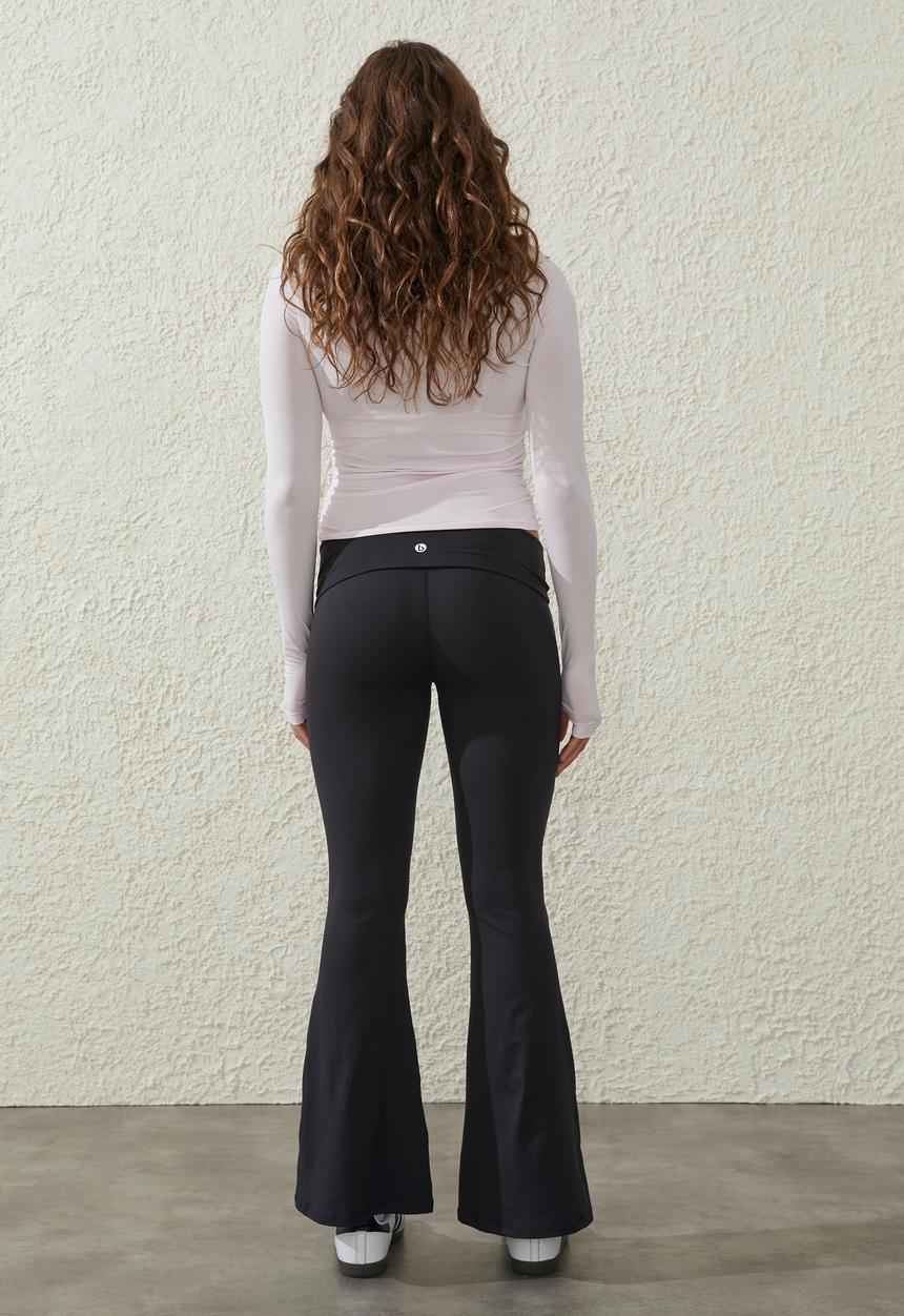 Cotton On - Ultra Soft Fold Over Flare Tight - Black