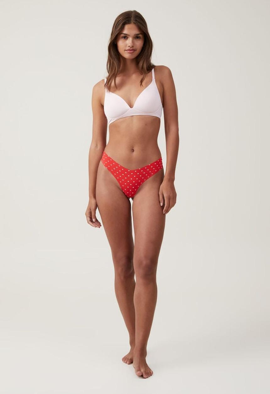 Cotton On - The invisible g string brief - crimson red hearts