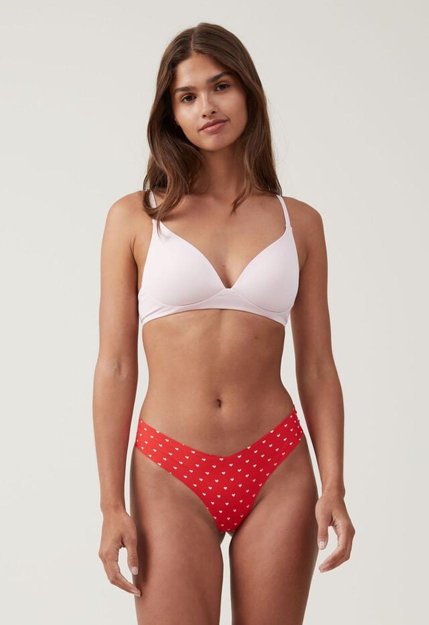 Cotton On - The invisible g string brief - crimson red hearts