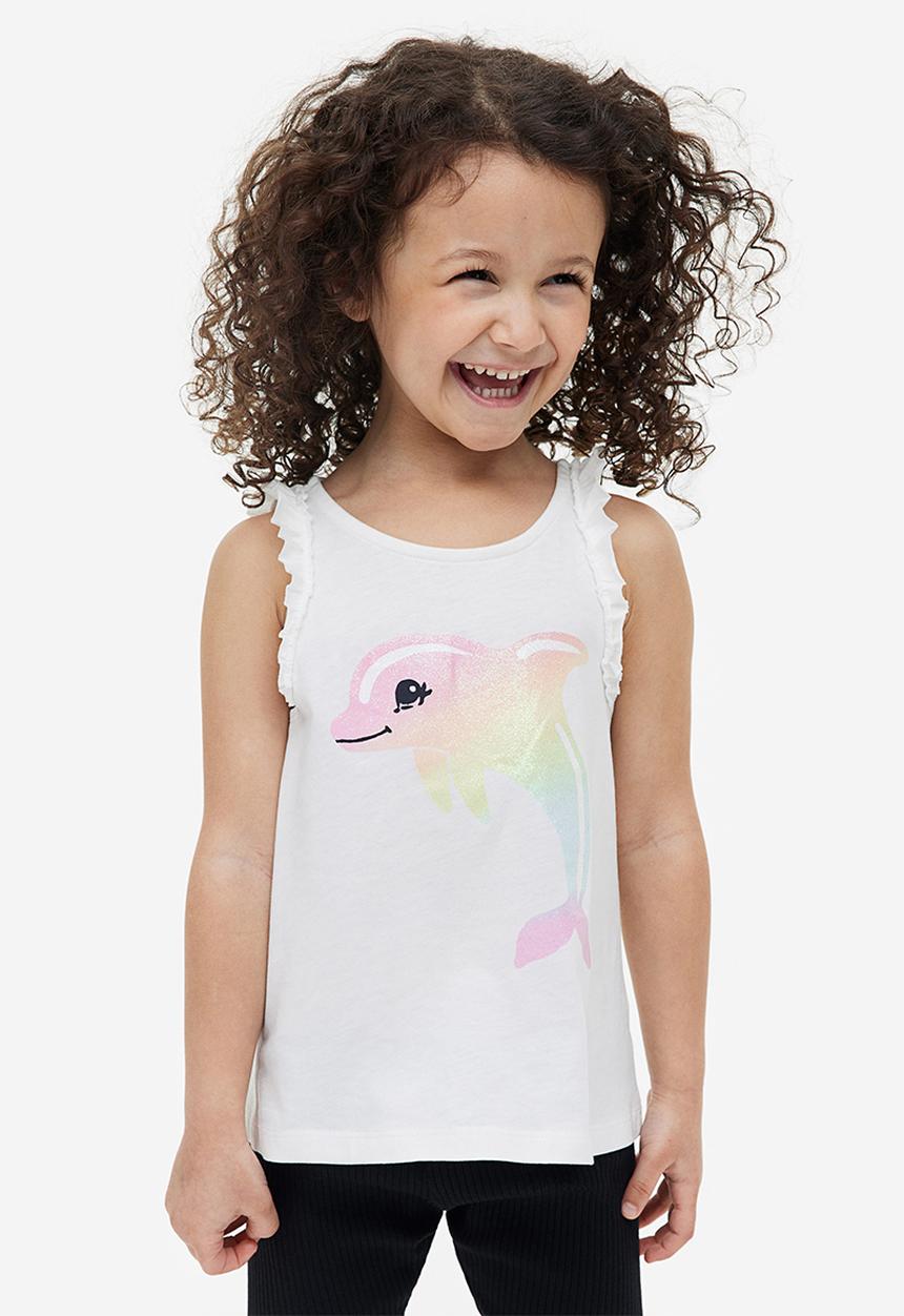 H&M - Frill-trimmed vest top - white dolphin