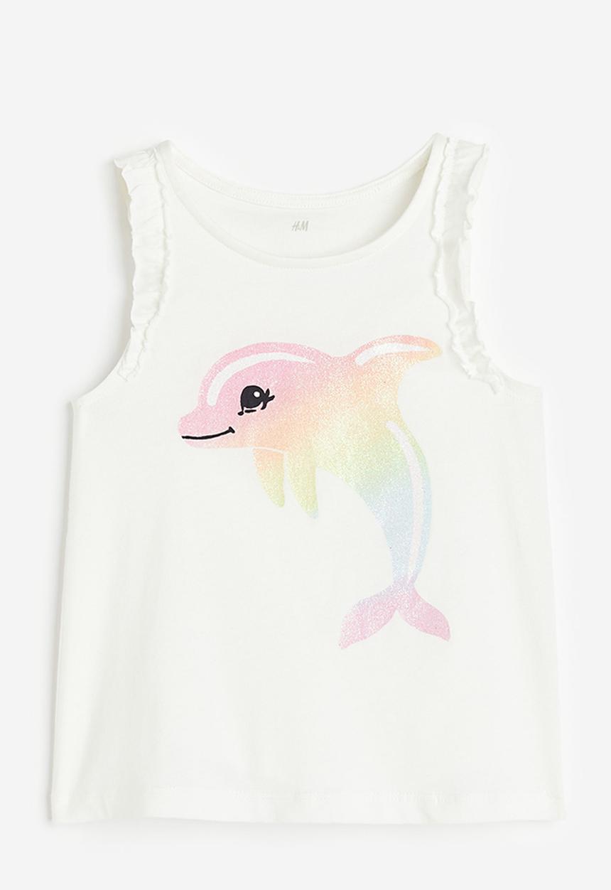 H&M - Frill-trimmed vest top - white dolphin