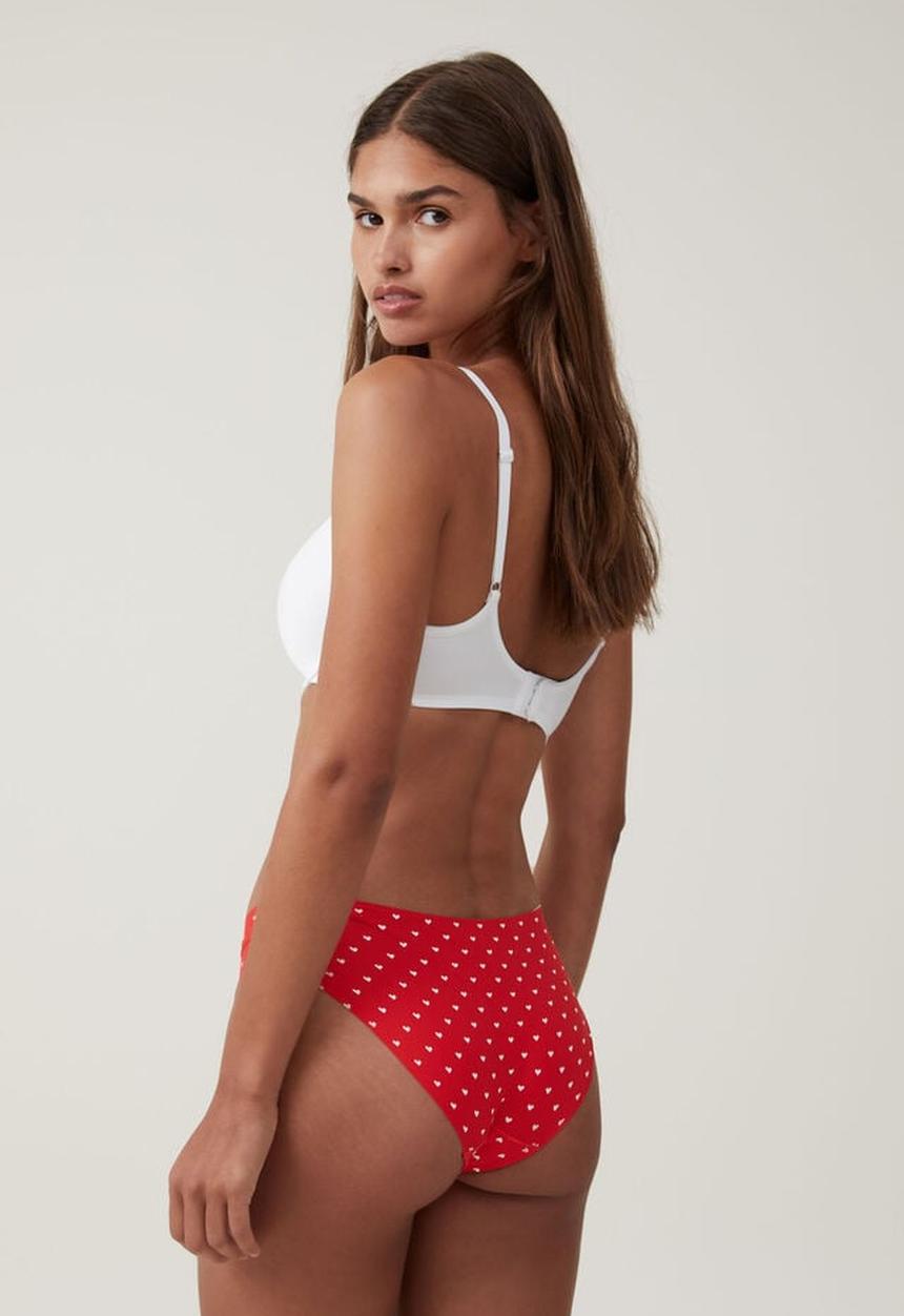 Cotton On - The invisible bikini brief - crimson red hearts