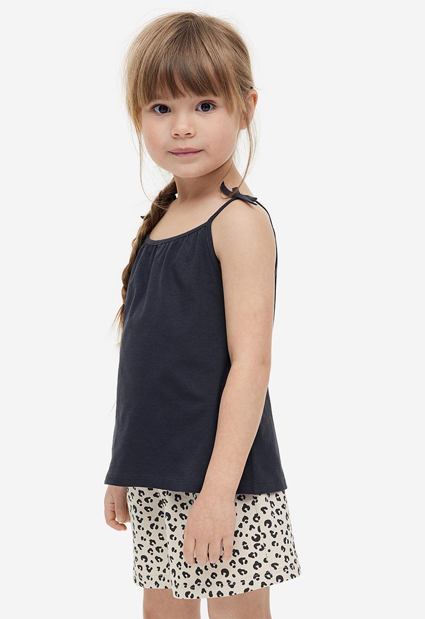 H&M - Paper bag sweatshorts - light beige leopard print