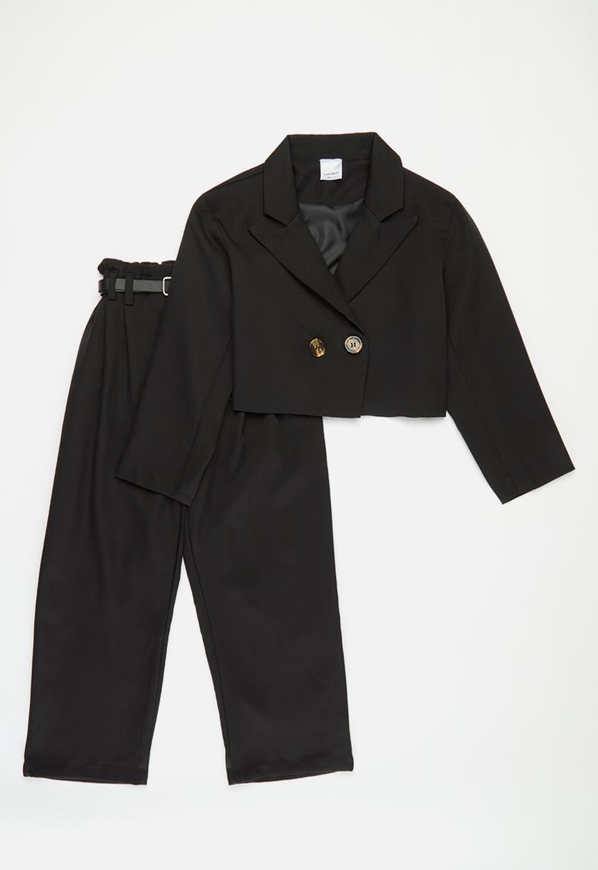 Pop Candy - Cropped blazer & pants set - black